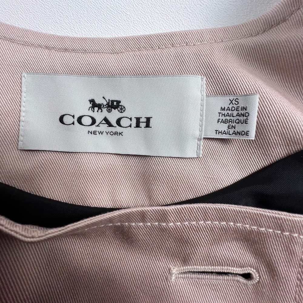 Rare Coach Convertible Trench Coat Dress XS Quartz Pink Detachable Sleeve $695 - Picture 3 of 10